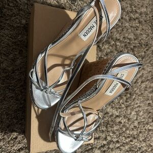Silver Strappy Women's Wedge Sandals